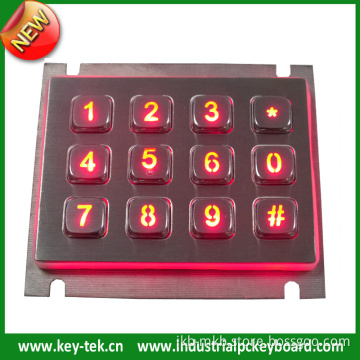Rugged Stainless Steel Numeric Keypad with Industrial Backlight Included